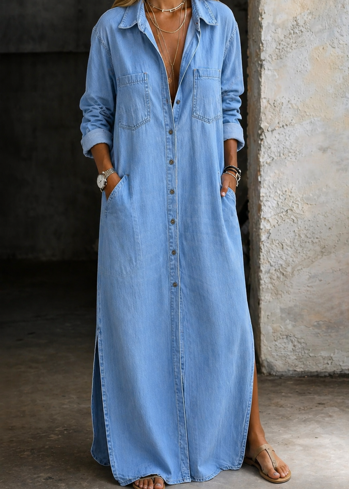Mila - Abito lungo in denim con camicetta