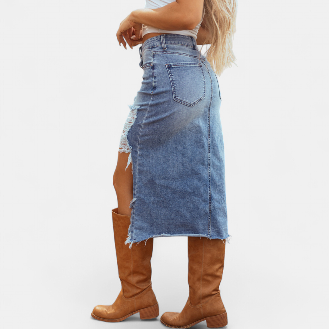 BLAKE™ – Gonna lunga in denim a vita alta e vestibilità comoda