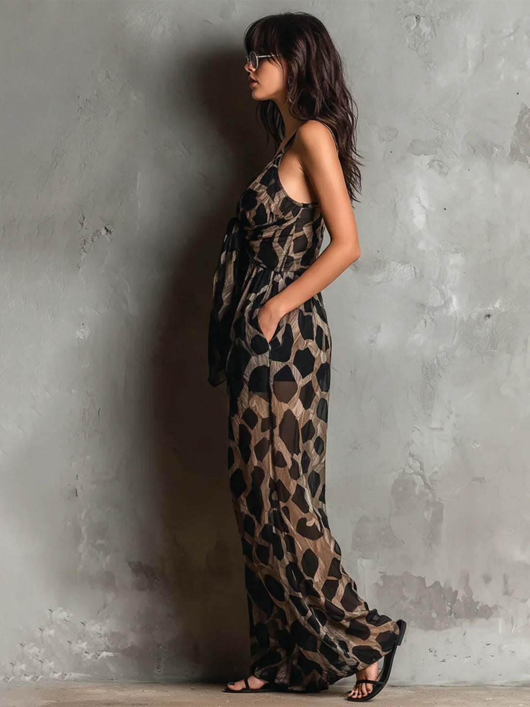 Tuta intera Constance con stampa leopardata