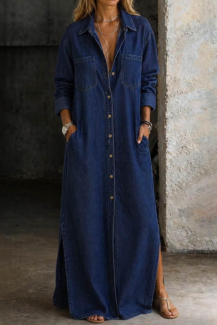 Mila - Abito lungo in denim con camicetta