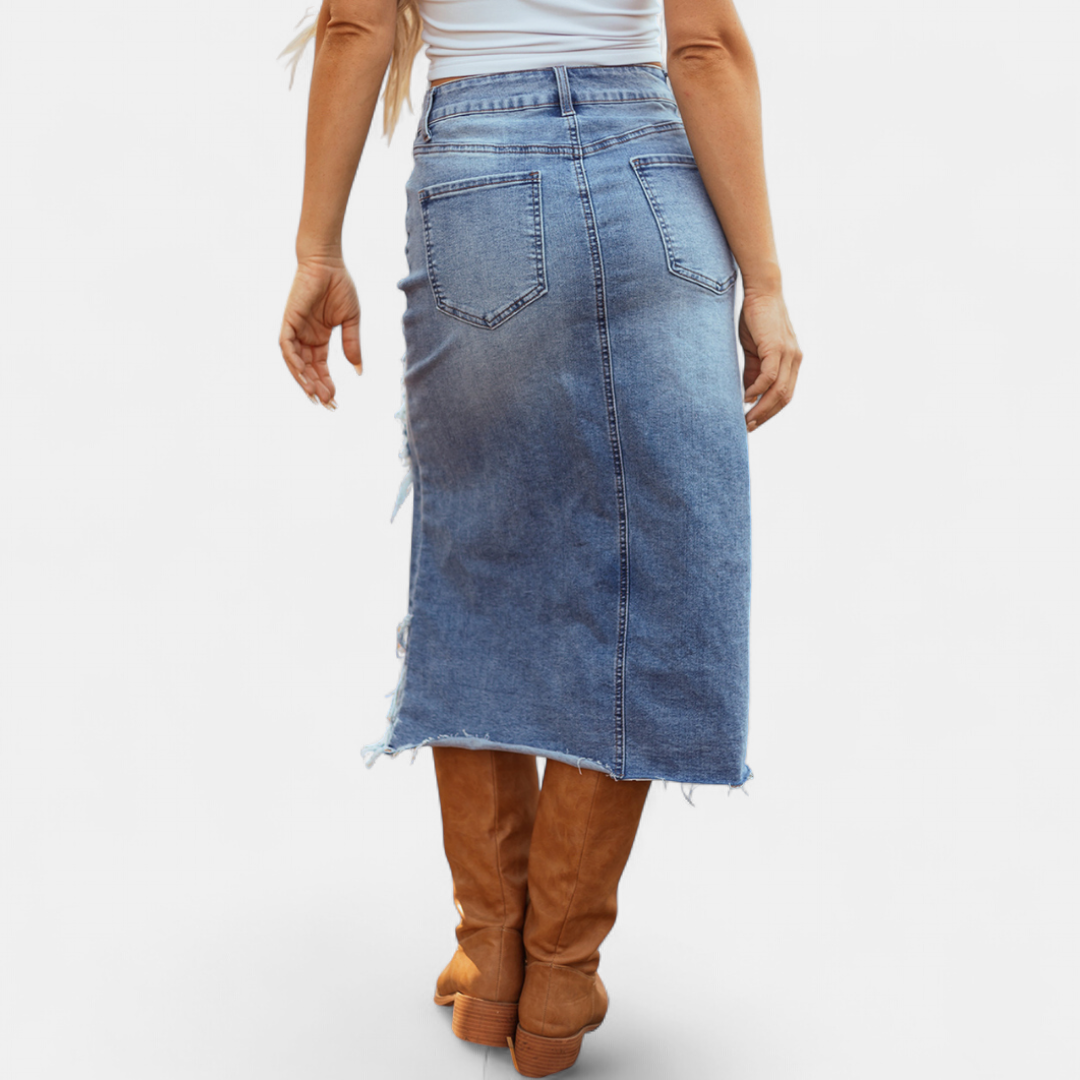 BLAKE™ – Gonna lunga in denim a vita alta e vestibilità comoda