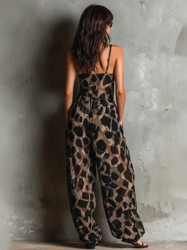 Tuta intera Constance con stampa leopardata