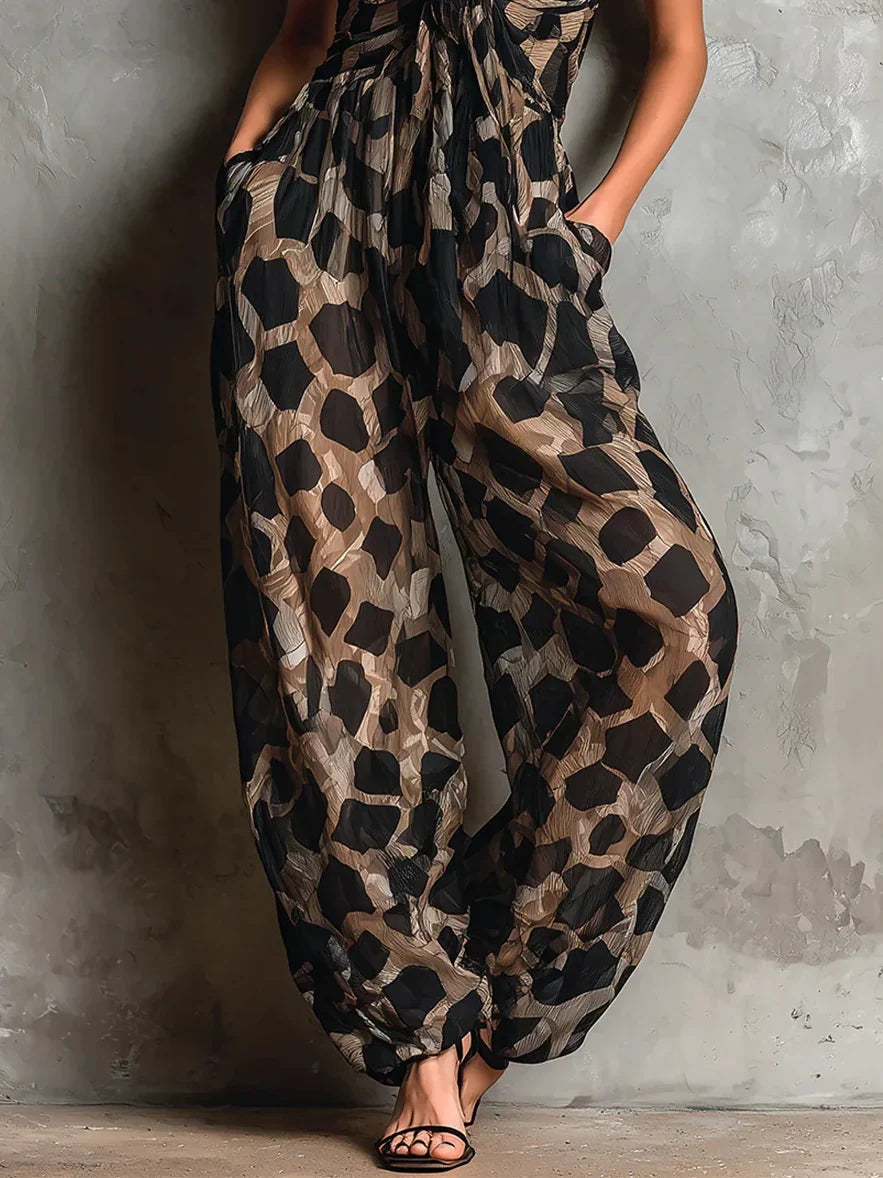 Tuta intera Constance con stampa leopardata