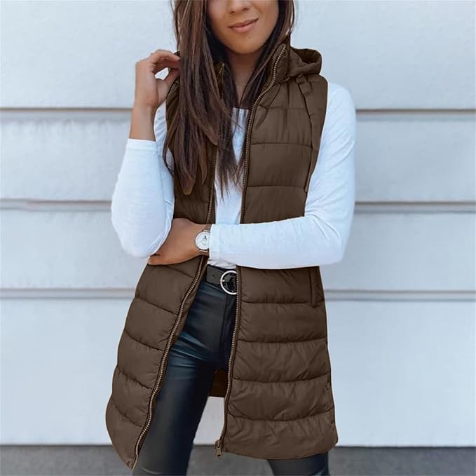 Aveline | Gilet imbottito con cappuccio lungo
