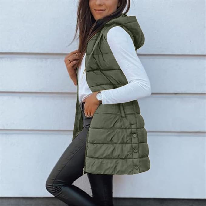 Aveline | Gilet imbottito con cappuccio lungo