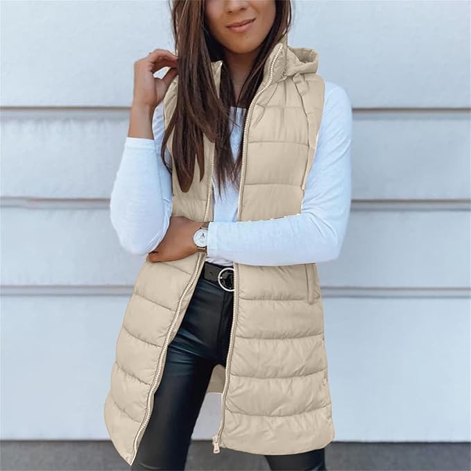 Aveline | Gilet imbottito con cappuccio lungo