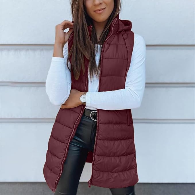Aveline | Gilet imbottito con cappuccio lungo