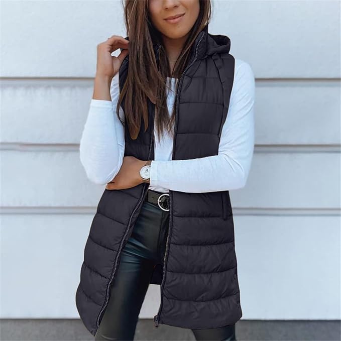Aveline | Gilet imbottito con cappuccio lungo