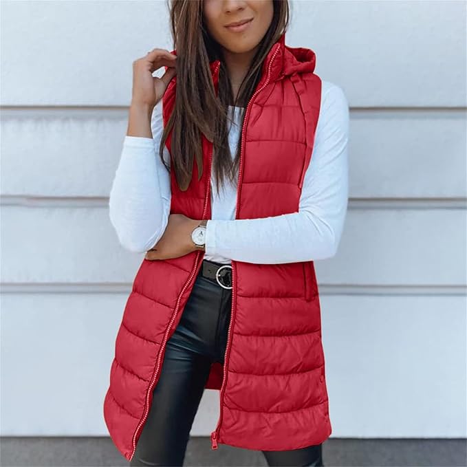 Aveline | Gilet imbottito con cappuccio lungo