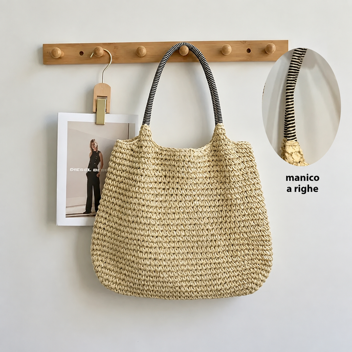 Marisol | Borsa a Tracolla in Paglia Intrecciata