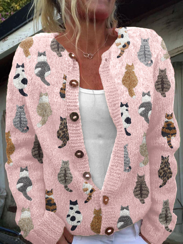 Allison | Cardigan con Fantasia di Gatti
