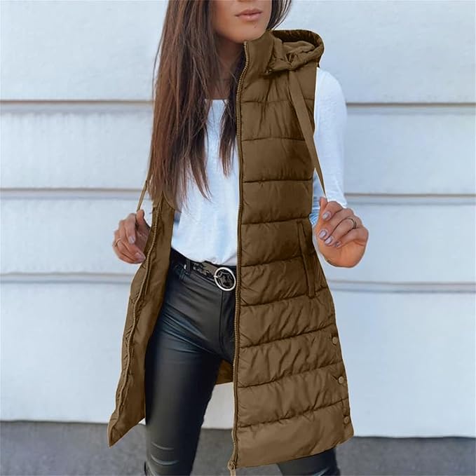 Aveline | Gilet imbottito con cappuccio lungo