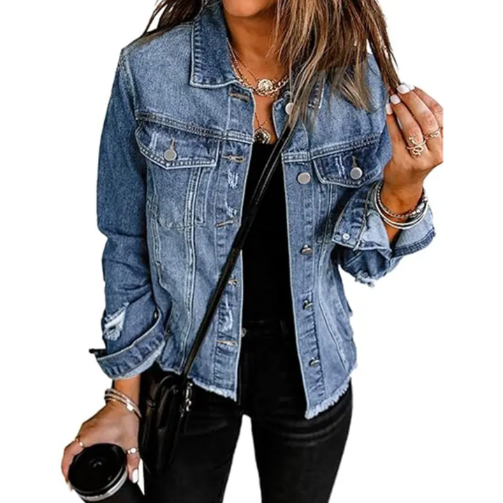 DENIM™ – Giacca di jeans boyfriend effetto usurato