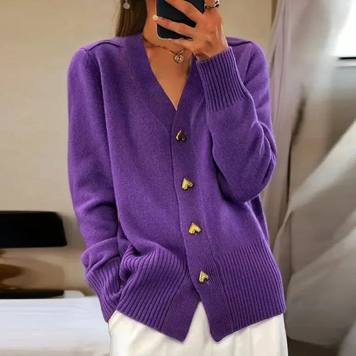 Teagan™ | Cardigan elegante in maglia con bottoni a cuore