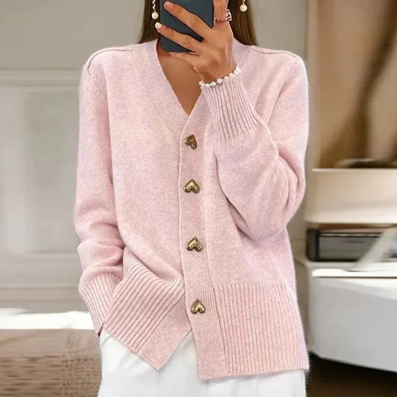 Teagan™ | Cardigan elegante in maglia con bottoni a cuore