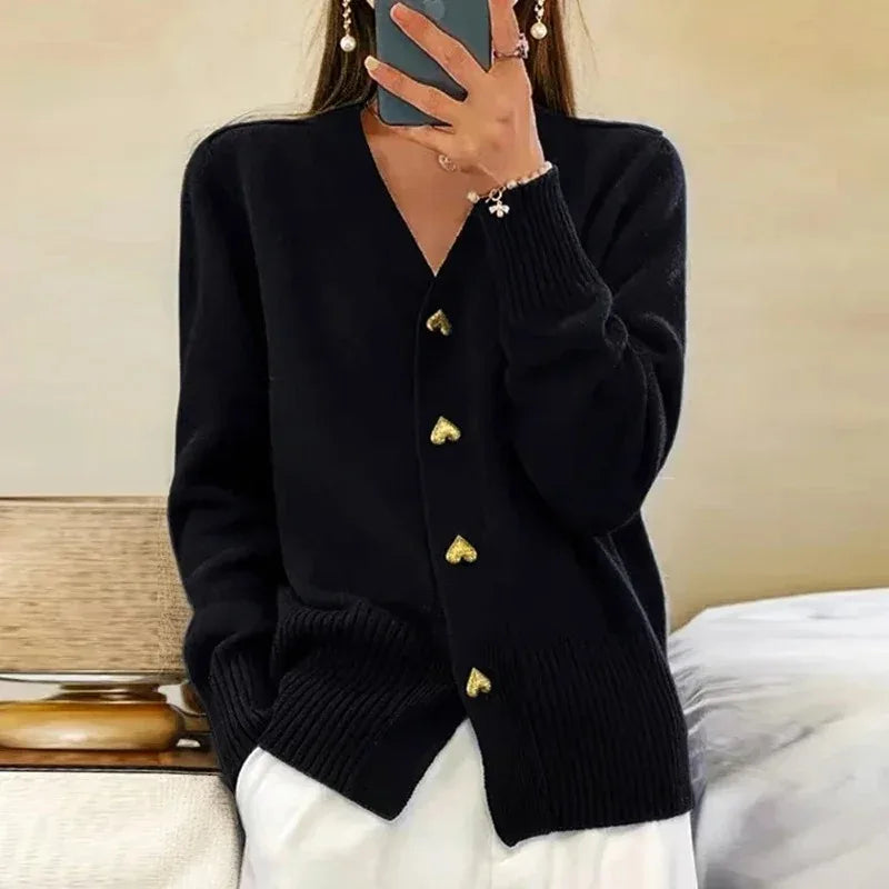 Teagan™ | Cardigan elegante in maglia con bottoni a cuore
