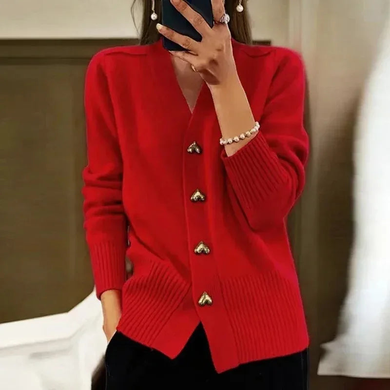 Teagan™ | Cardigan elegante in maglia con bottoni a cuore
