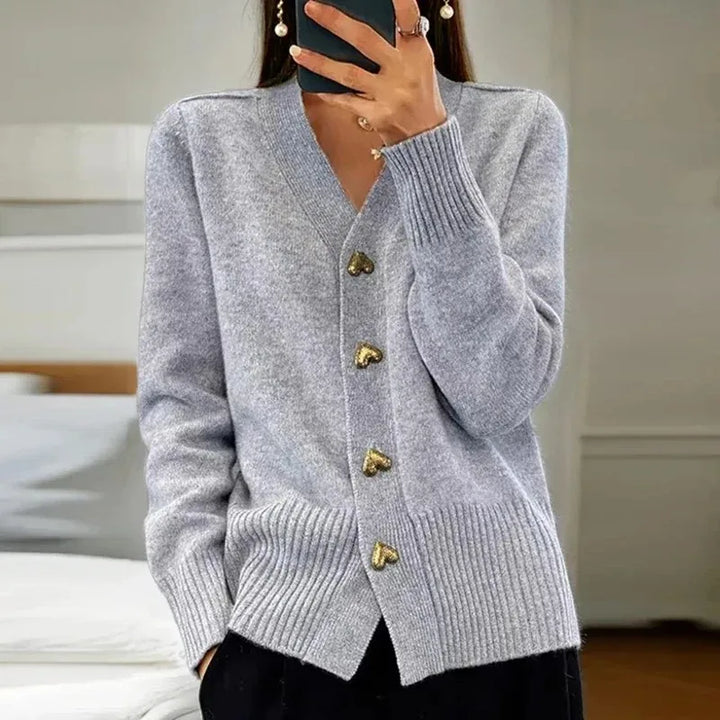 Teagan™ | Cardigan elegante in maglia con bottoni a cuore