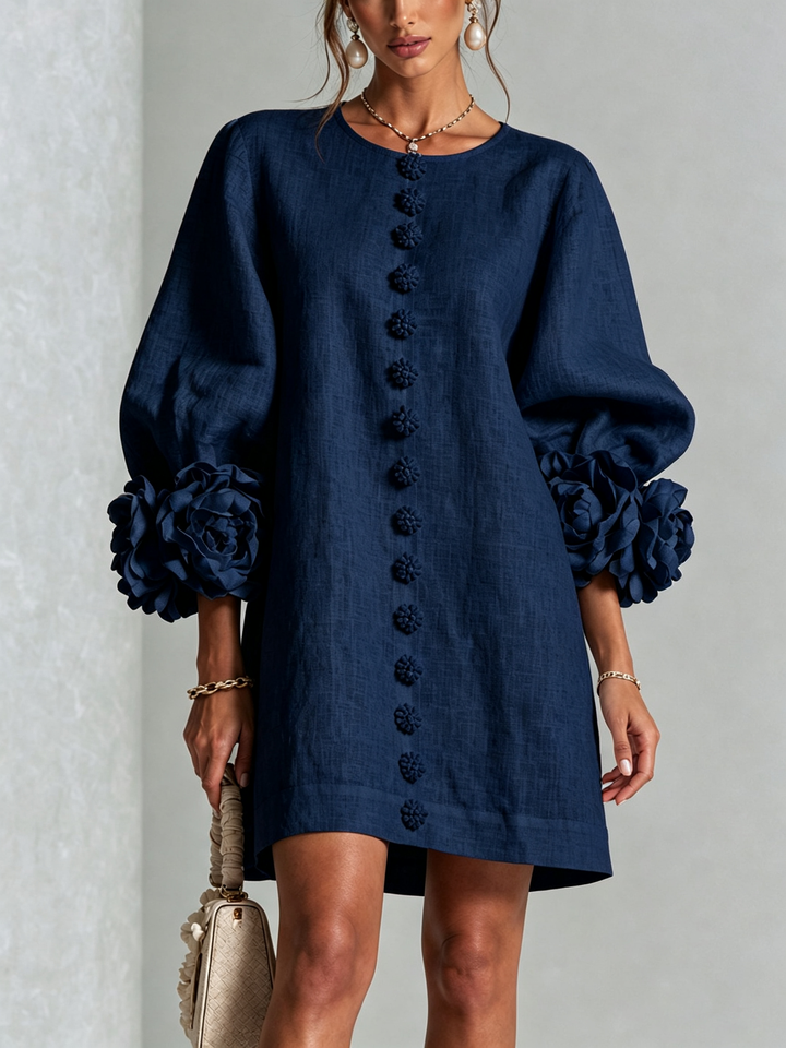 Abito Amara Mini Elegante con Bottoni Floreali
