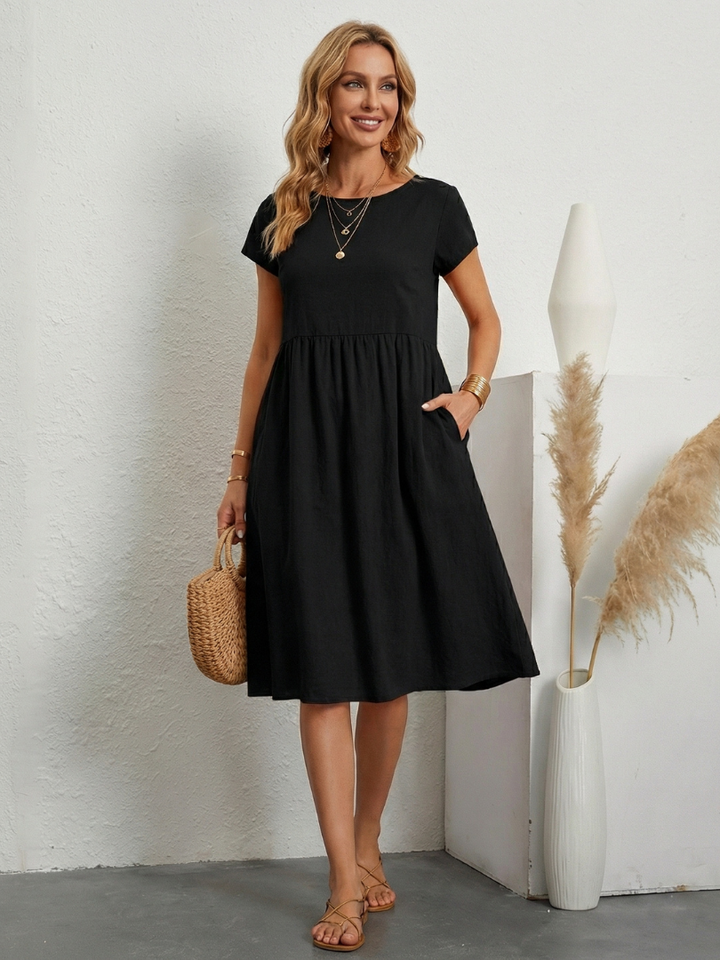 ELENI | ABITO CON TASCHE E COPRI-ADDOME ELEGANTE