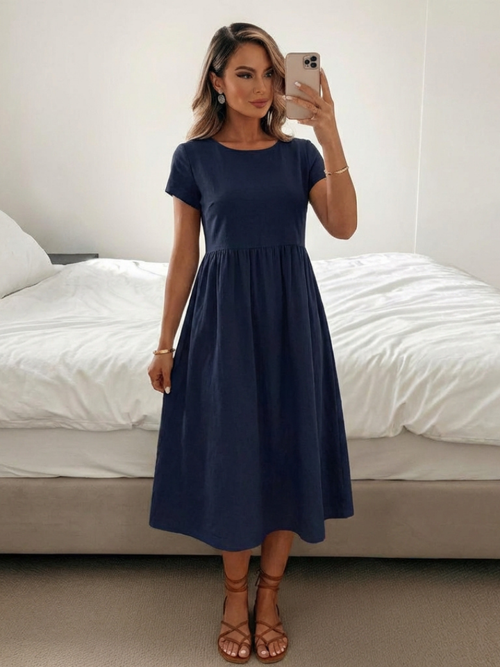 ELENI | ABITO CON TASCHE E COPRI-ADDOME ELEGANTE