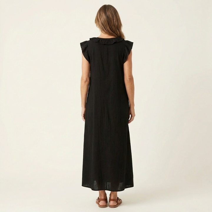 Josette | Abito Maxi con Rouches e Scollatura a V