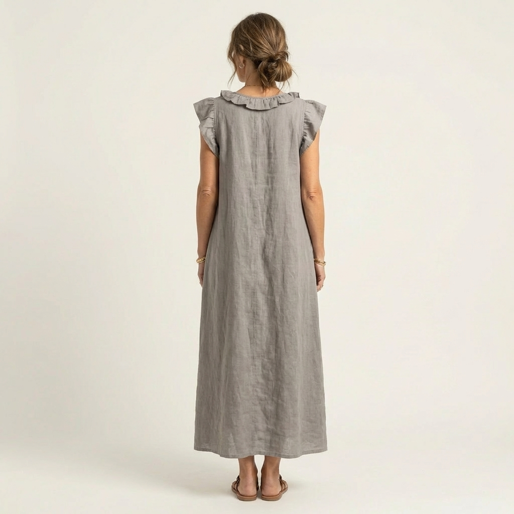Josette | Abito Maxi con Rouches e Scollatura a V
