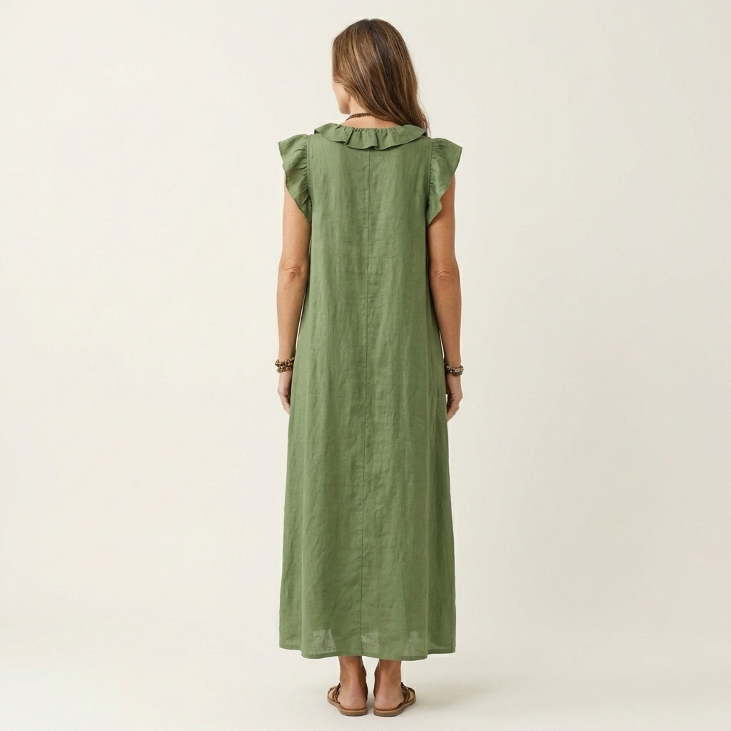 Josette | Abito Maxi con Rouches e Scollatura a V