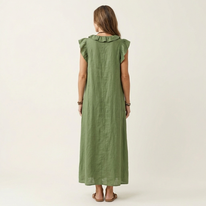 Josette | Abito Maxi con Rouches e Scollatura a V