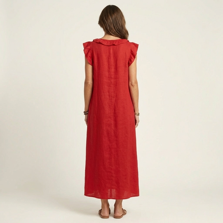 Josette | Abito Maxi con Rouches e Scollatura a V