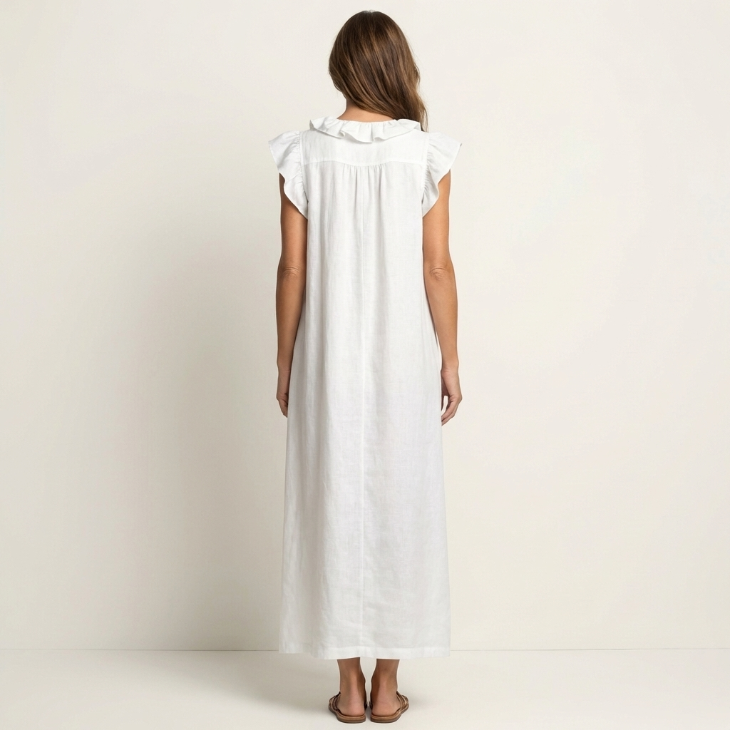 Josette | Abito Maxi con Rouches e Scollatura a V
