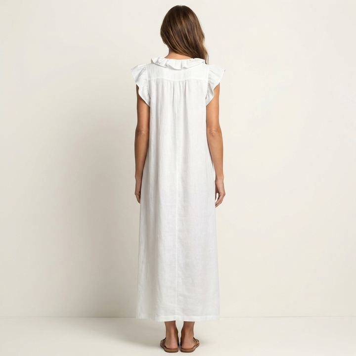 Josette | Abito Maxi con Rouches e Scollatura a V