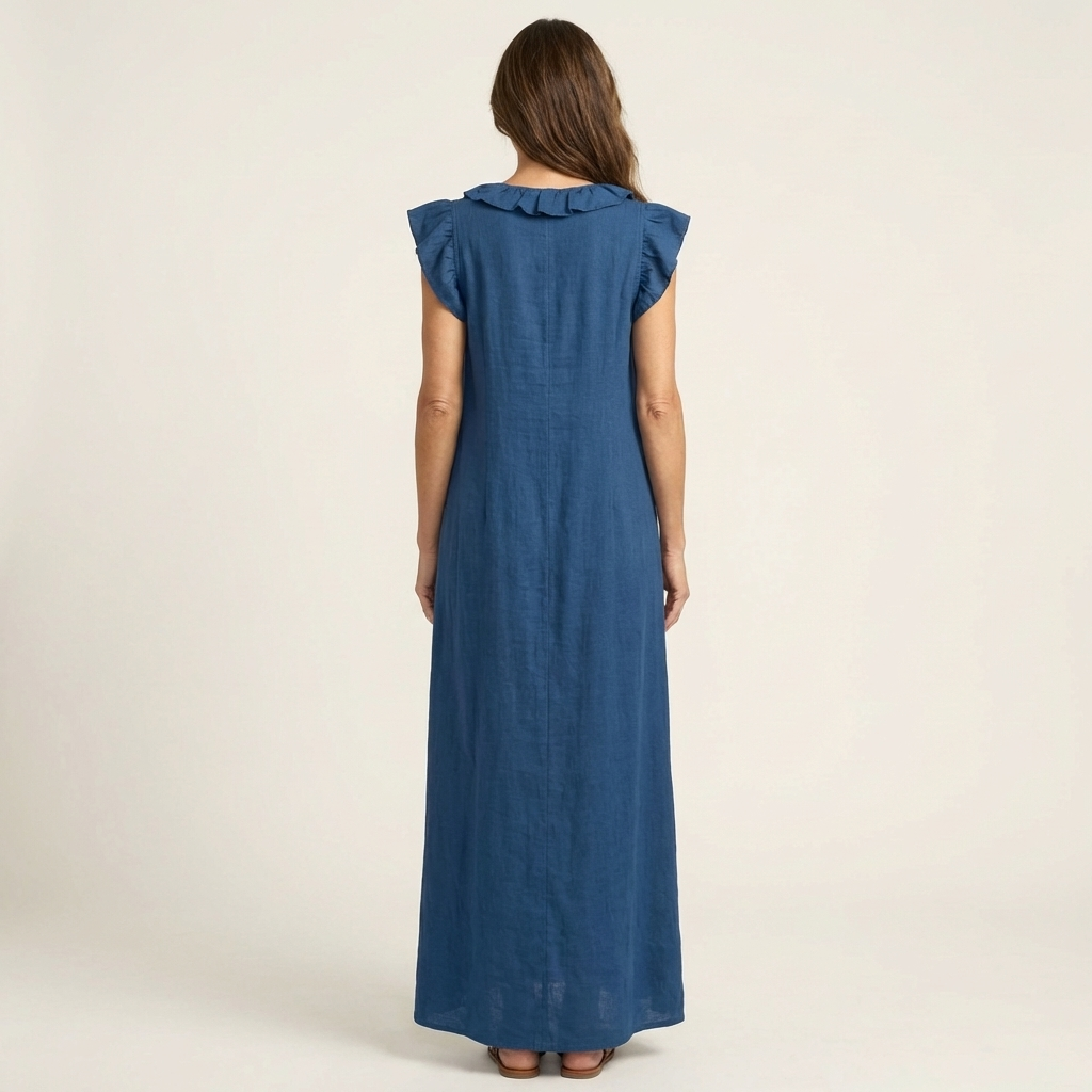 Josette | Abito Maxi con Rouches e Scollatura a V