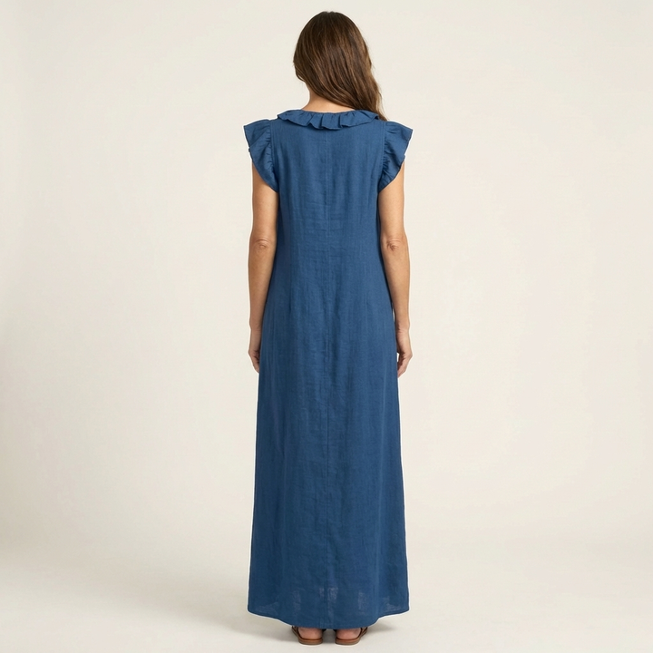Josette | Abito Maxi con Rouches e Scollatura a V