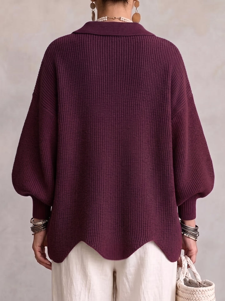 Isadora™ | Cardigan oversize con colletto e grandi bottoni in metallo