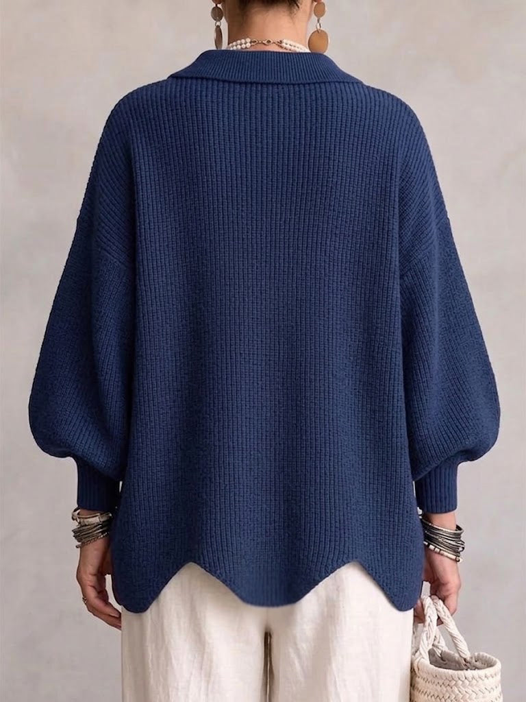 Isadora™ | Cardigan oversize con colletto e grandi bottoni in metallo