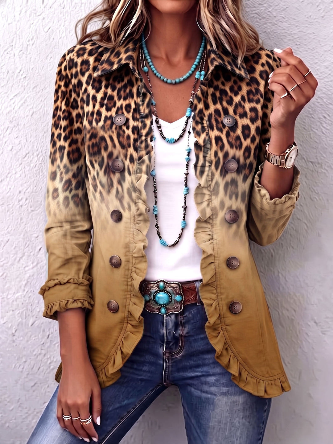 Reyes | Blazer Leopardo Ocra