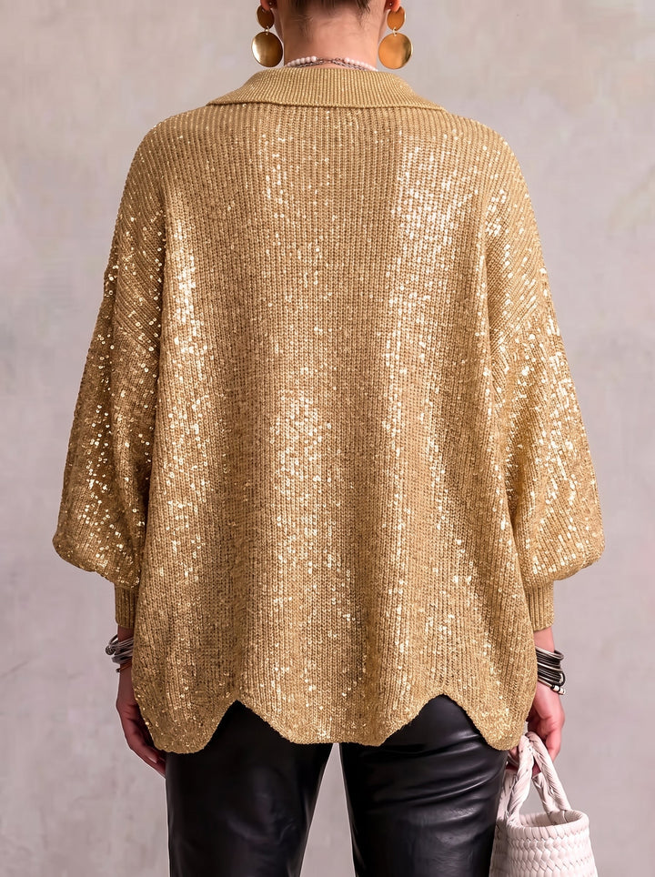 Isadora™ | Cardigan oversize con colletto e grandi bottoni in metallo